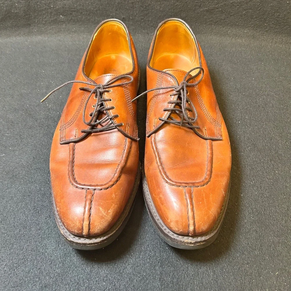 Allen Edmonds Dellwood Shoes Mens 10 D Tan Leather Split Toe Derby Dress USA